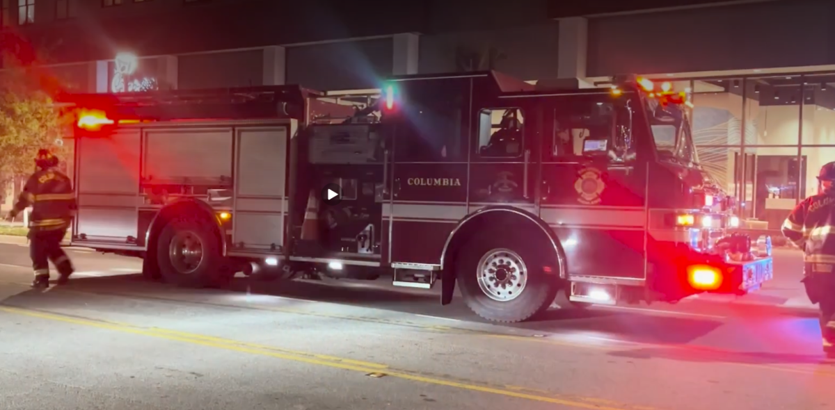 The Columbia fire department arrives at Gateway 737 complex to investigate an alarm. 